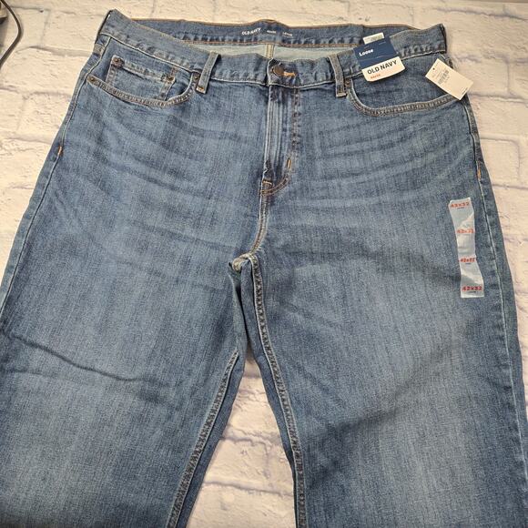 NWT Old Navy Jeans Basic Loose Flex Straight Blue Medium Wash size 42x32 - Picture 4 of 13